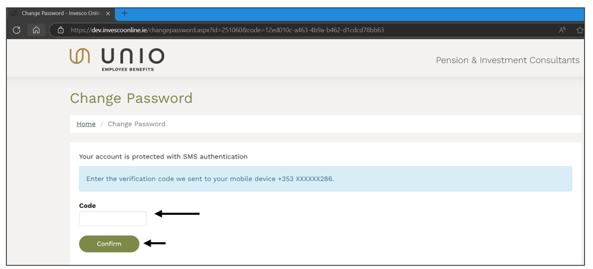 Two-factor authentication screen requesting verification code
